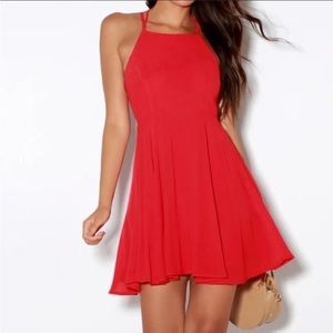 Lulus Good Deeds Lace Up Dress in Red